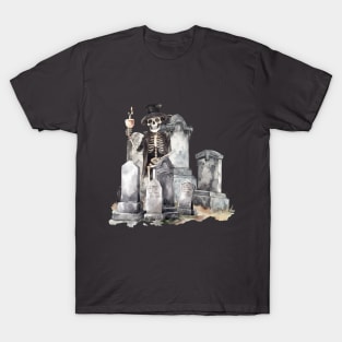 Skeleton at A Party in the Graveyard T-Shirt